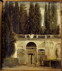 Villa Medicis in Rome, Two Men at the Entrance of the Cave of the Loggia Under Construction