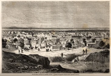 View of Kano, warehouse of central Sudan, drawing by Lancelot, to illustrate the journey of 1849-1855, to the centre of Africa of Dr. Henri Barth. Engraving in 