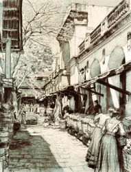 The square of the market of Saint Catherine in Barcelona