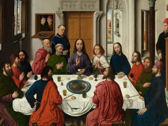 (detail) Triptych of the Last Supper, from the Altarpiece of the Holy Sacrament, c.1464-68