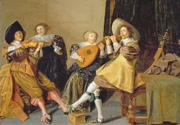 An Elegant Company Playing Music in an Interior
