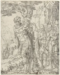 Achior Tied to a Tree