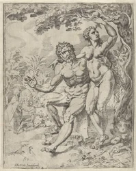 Adam and Eve Picking the Forbidden Fruit