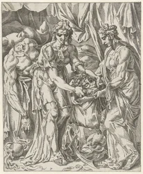 Judith Puts the Head of Holofernes in a Bag (series title: Judith and Holofernes)