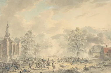 Battle Scene with Church at left