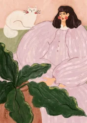 Cozy Woman With Cat