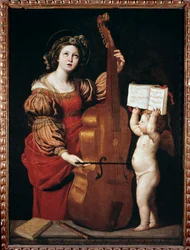 St Cecilia with an angel holding a score