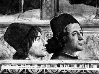 Portraits of Matteo Franco and Luigi Pulci (1432-84) from the Cycle of the Life of St. Francis, c.1483