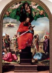 Representation of Saint Paul on the throne