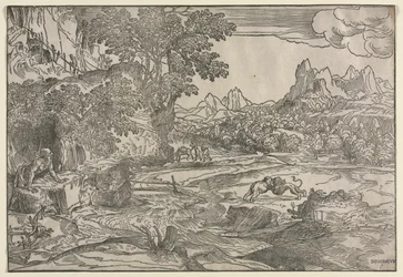 Landscape with Saint Jerome and Two Lions