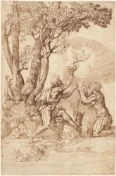 The Hermit Saints Paul and Anthony Receiving Bread from a Dove