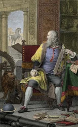 Representation of Leonardo da Vinci in His Workshop