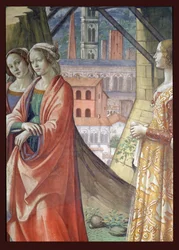 The Visitation (detail of the city and women)