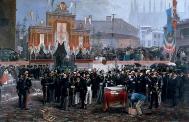 Ceremony for Laying of Foundation Stone of Galleria Victor Emmanuel II in Milan