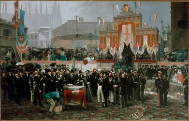 Ceremony for the cornerstone of Vittorio Emanuele II gallery