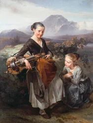Woman Playing a Hurdy Gurdy