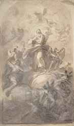 The Virgin Immaculate in Glory (recto), Sketch of a Part of a Leg and a Hand (verso)
