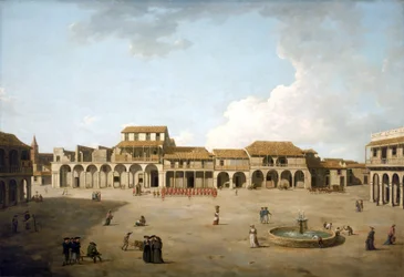 Havana Square, August and September 1762, Under British Occupation with a Troop of Soldiers in Red Uniforms, Description of the Buildings and Some English Sailors Near the Fountain
