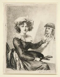 Louise-Elisabeth Vigée-Lebrun, (Mlle Lebrun), after, and in reverse to, the self-portrait of 1790 in the Uffizi