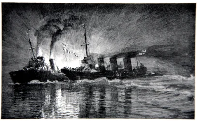 HMS Broke Ramming the German Destroyer, illustration from 