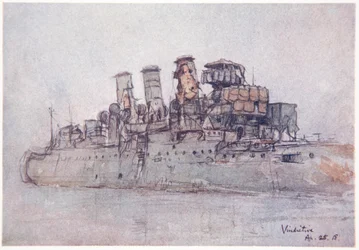 H.M.S. Vindictive, April 25th 1918, illustration from 