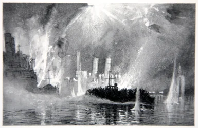 Motor Launches Rescuing Crews of the Blockships at Zeebrugge, Illustration from 