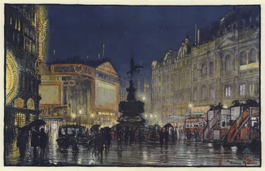 The Heart of the Empire, An Impression of Piccadilly Circus at Dusk