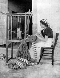 Woman Weaving with Straw on a Hand Loom, Fiesole, Near Florence, Italy, 1936