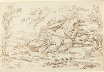 Penitent Magdalene with Angels in a Landscape