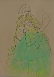Elegant Woman Green Sketch