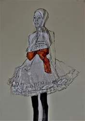 Red Bow Fashion Sketch