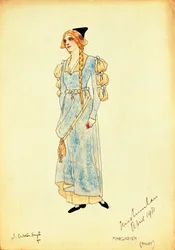 Costume Sketch for Marguerite for Performance Faust, by Carleton Smyth