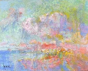 Dreamy Pastel Coastal Town
