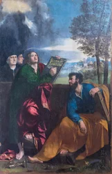 Saint John the Evangelist and Saint Bartholomew with Pontichino della Sale and a member of his family