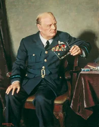 Portrait of British Prime Minister Winston Churchill