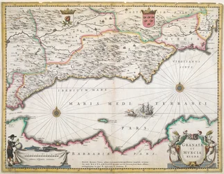 A 17th century map of the regions of Granada and Murcia, in Spain