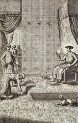 Chinese Ambassadors to an Indian Ruler, from China Illustrated by Athanasius Kircher, 1667