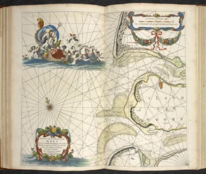 De groote nieuwe vermeerderde zee-atlas ofte water-werelt. Vertoonende in sigh alle de zee-kusten des aardtryks..., by Claas Jansz Vooght
