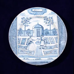 Delftware plate depicting the month of April