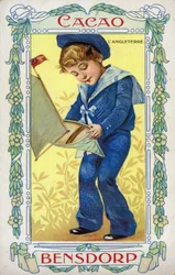 English sailor boy with toy boat
