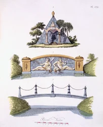 Garden decorations, from Magazine of Garden Gems by G. van Laar, published 1802