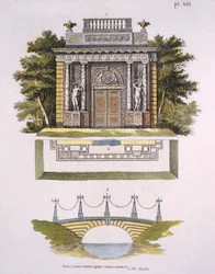 Garden decorations, from Magazine of Garden Gems by G. van Laar, published 1802