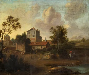 Landscape with Ruins and a Rider on a White Horse