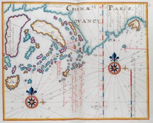 Map showing part of the coast of China, and islands