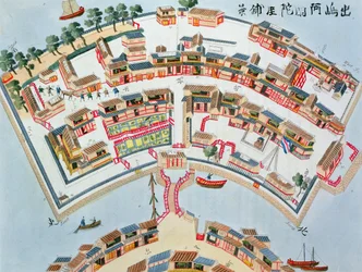 Plan of the Dutch Factory in the Island of Desima at Nangasaki, from Illustrations of Japan by Isaac Titsingh, published London, 1822