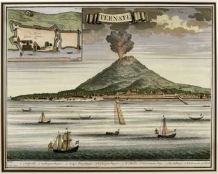 The Island of Ternate, Moluccas, Indonesia, illustration from Oud Nieuw Oost-Indien, 1724-26