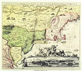 The Restitutio-Allardt Map of New Amsterdam, Engraved and Published by Carolus Allardt, 1673