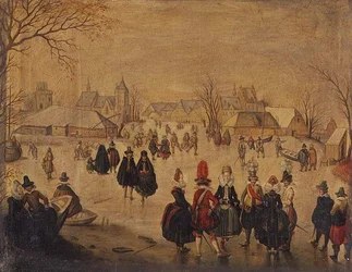 Winter Landscape: Stylish Skaters on a Lake