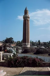 View of the fluted minaret of the Yivli Mosque (1230)