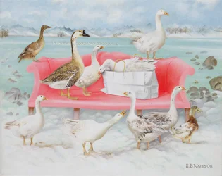 Geese on Pink Sofa, 2000
